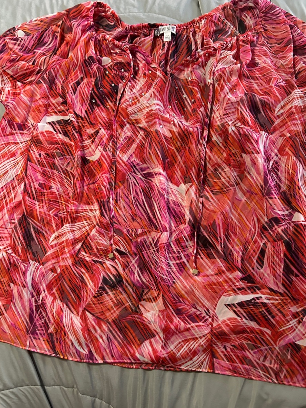 Jennifer Lopez Pink Red Orange Abstract Print Skirt